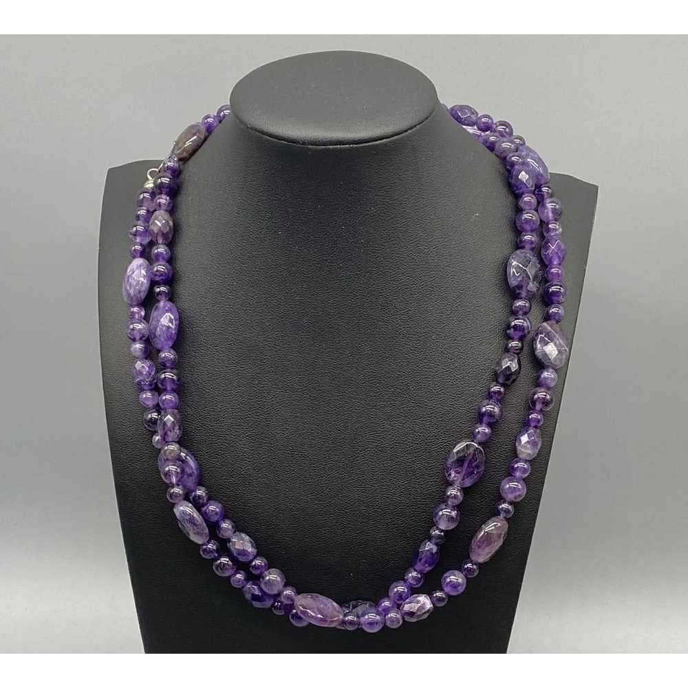 J King Desert Rose Trading Amethyst Necklace 925 Sterling Silver 87.4g Faceted